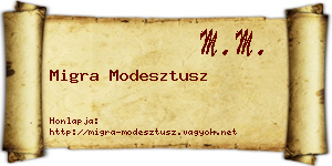 Migra Modesztusz névjegykártya
